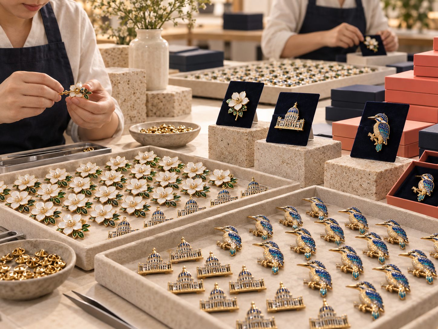 Brooches production and pack-out