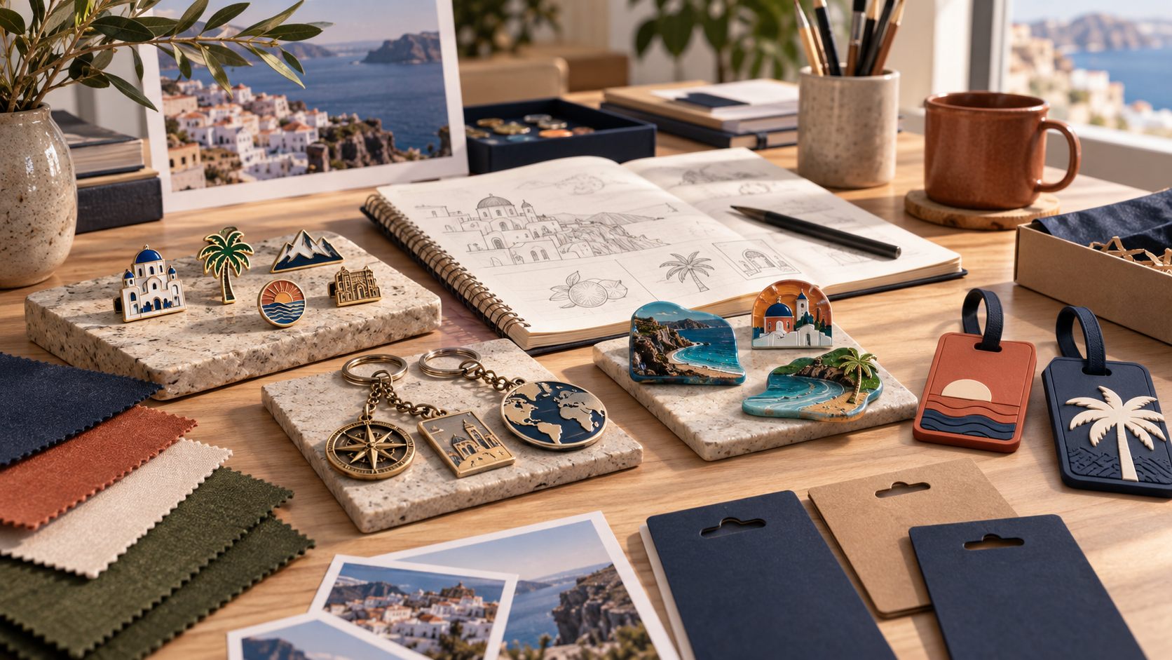 jaxmory product development studio with souvenir samples and packaging