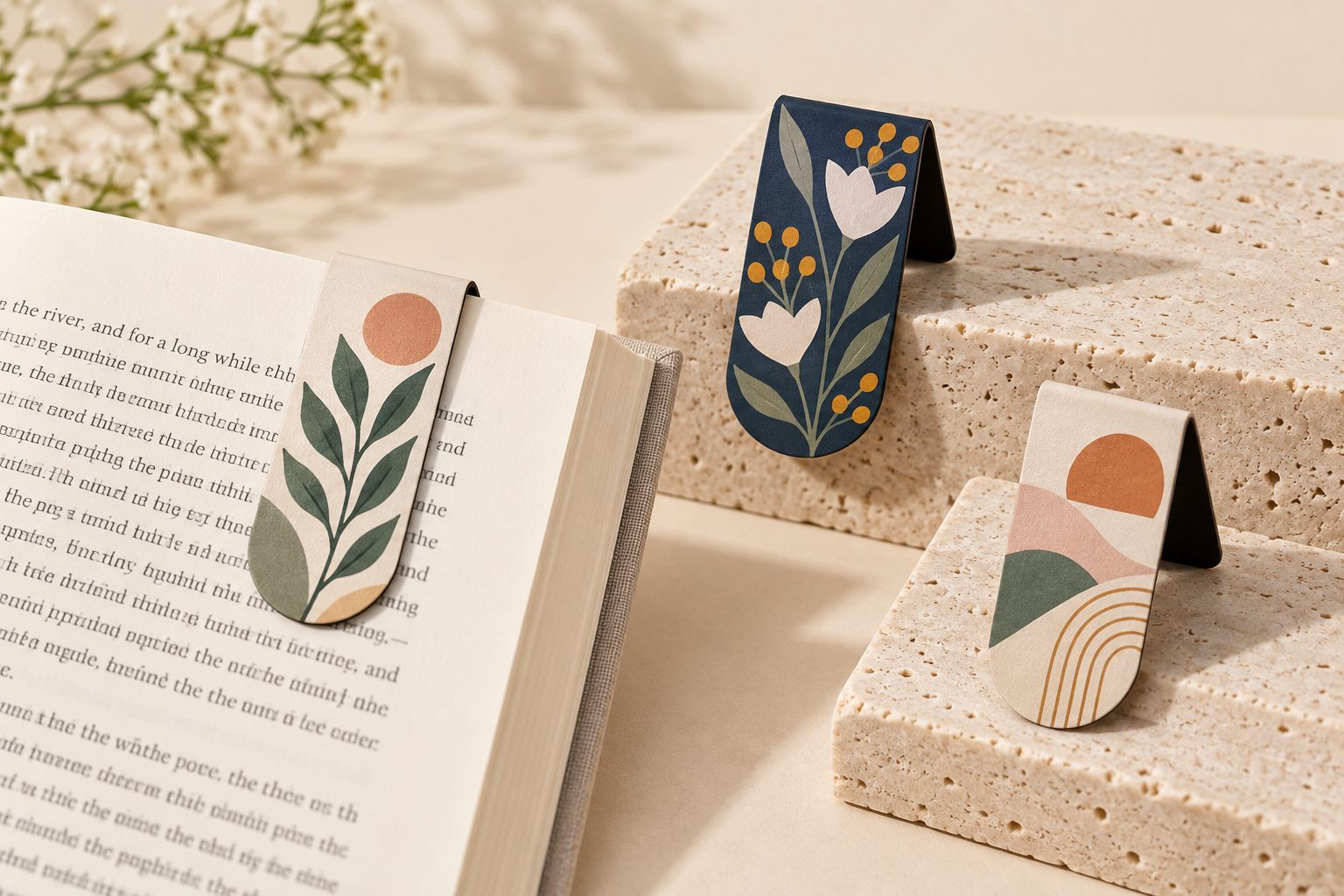 Colourful magnetic page bookmarks