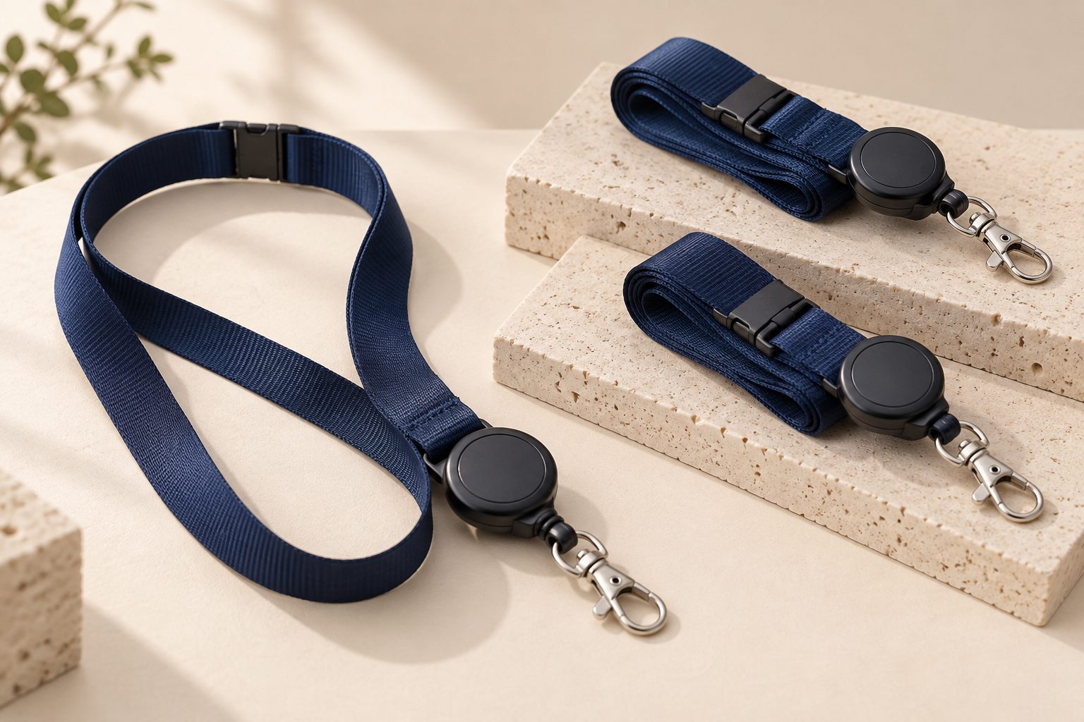 Nylon lanyard with badge reel and breakaway