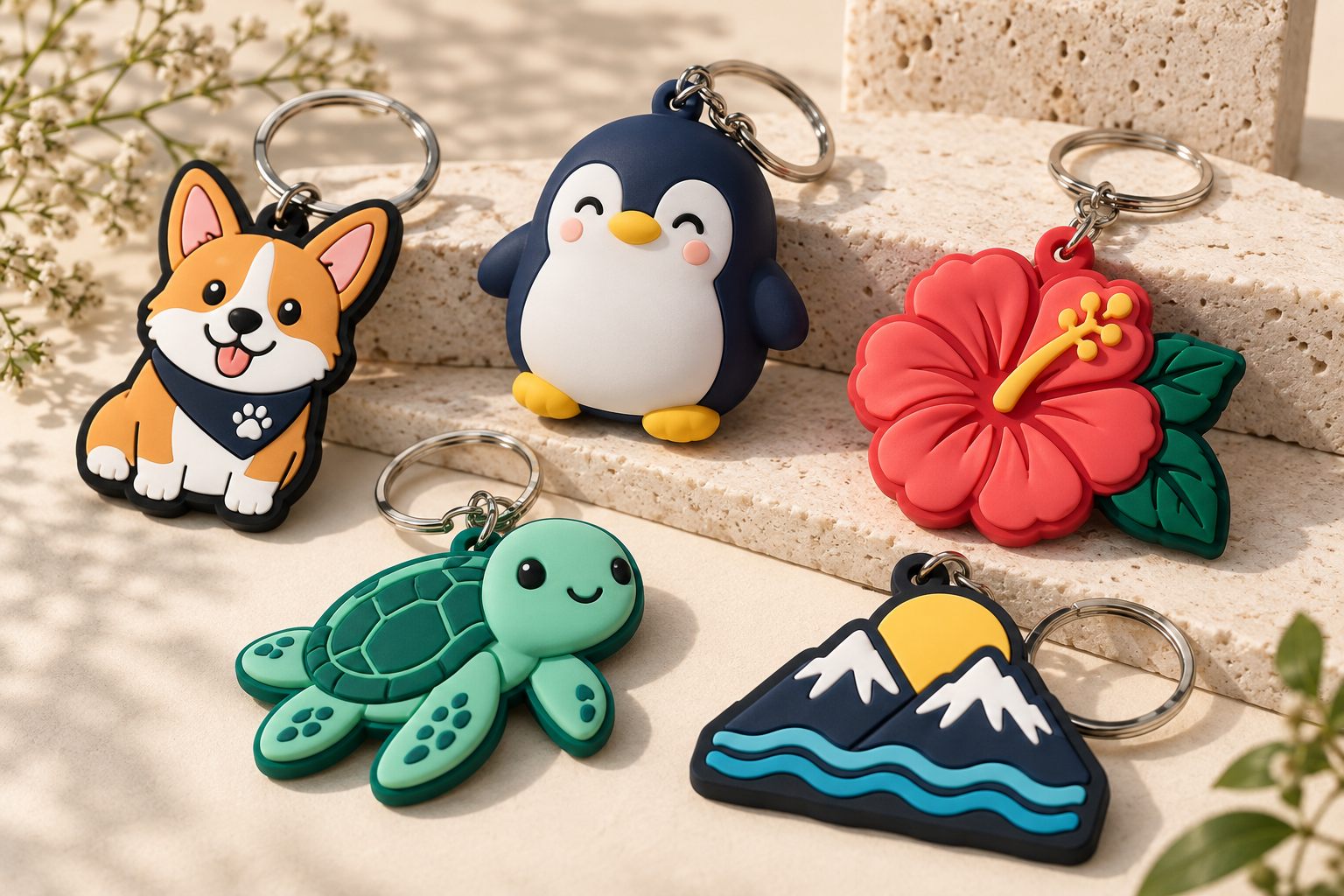 Soft PVC mascot keychain assortment