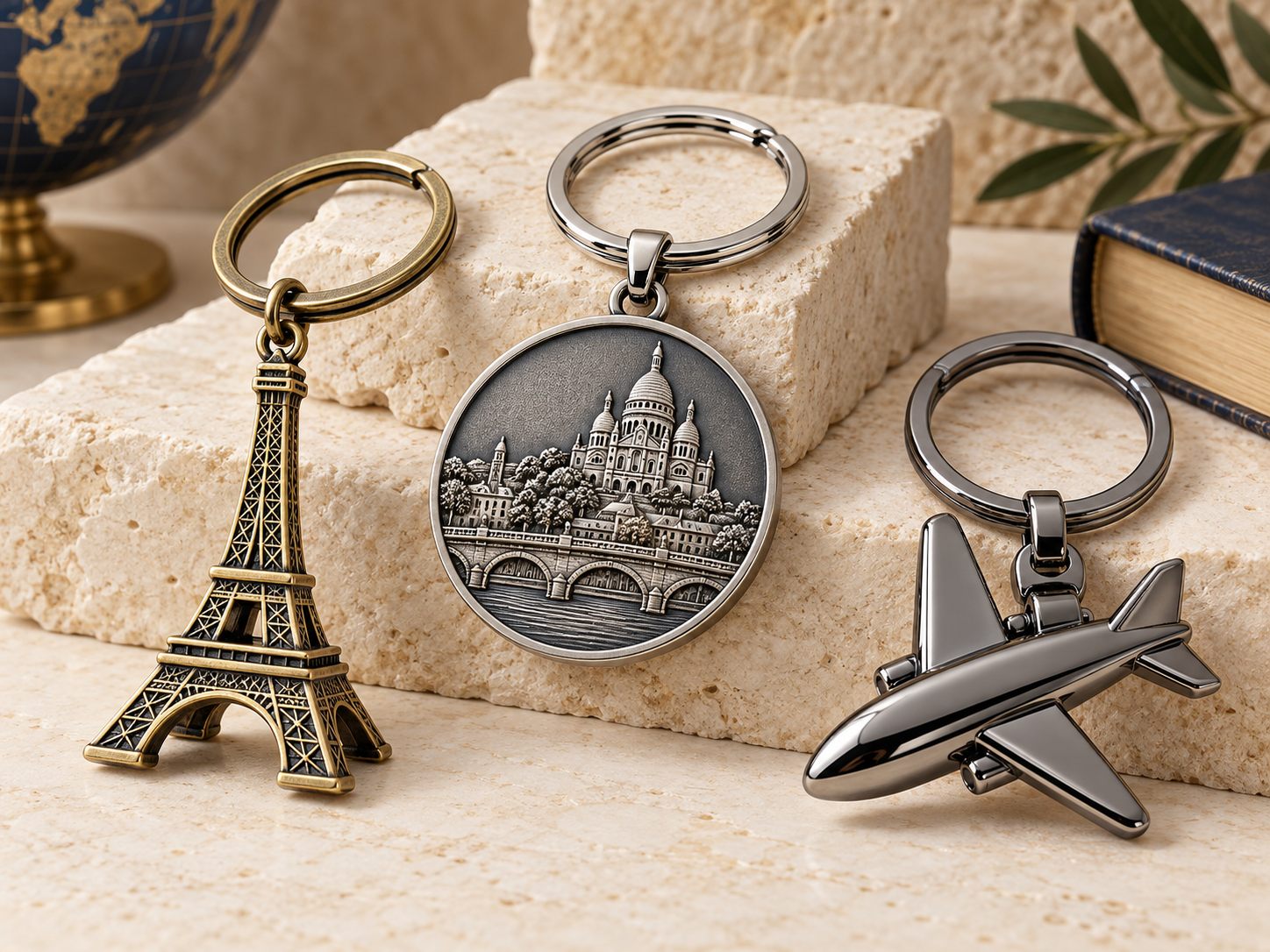 Metal destination keychains for tourism retail