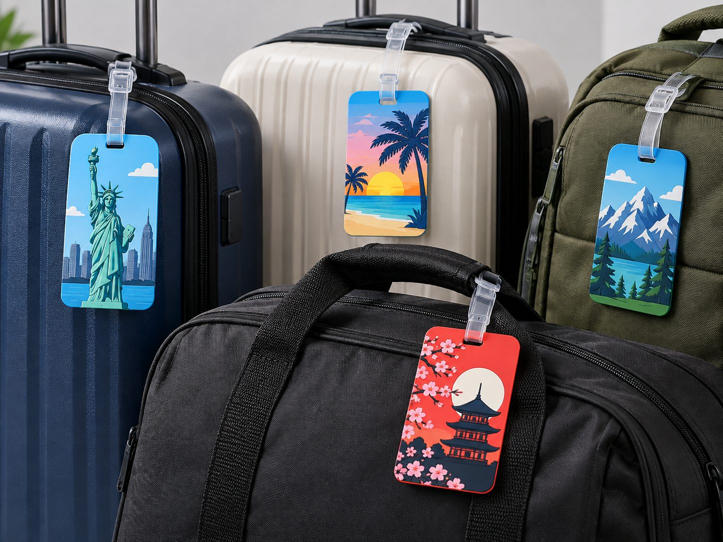 Printed destination PVC luggage tag assortment