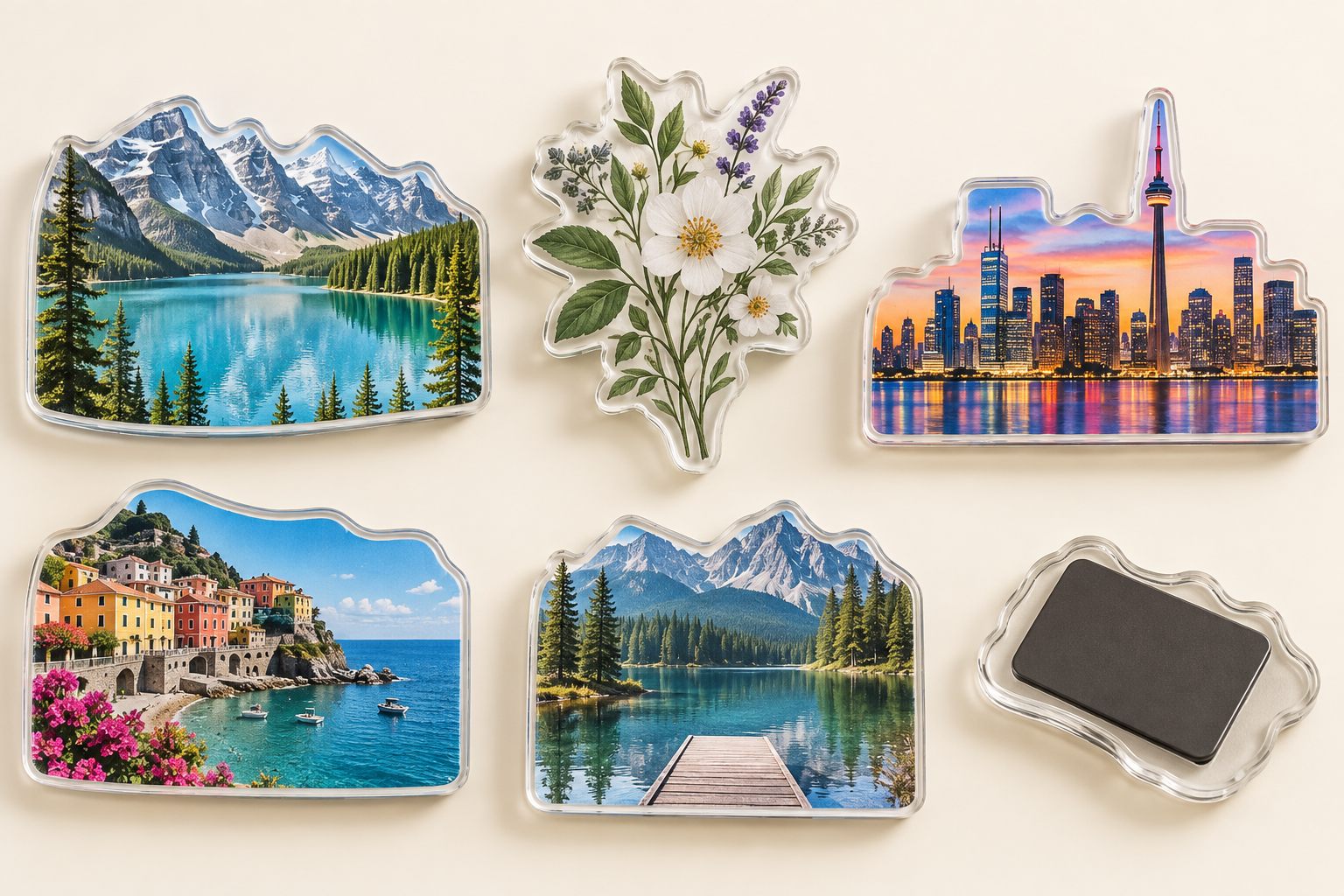 Clear acrylic photo fridge magnet assortment