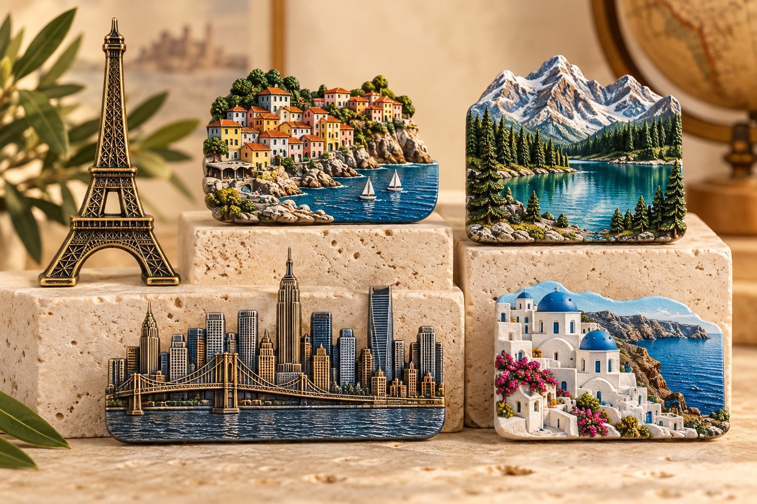 Destination landmark fridge magnets for tourism gift shops