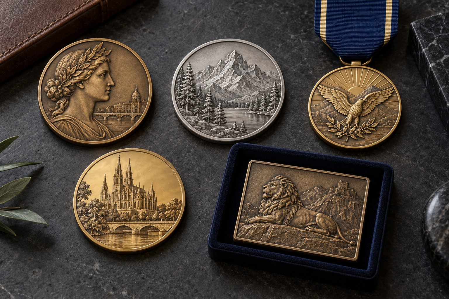 Custom heritage token and medallion set