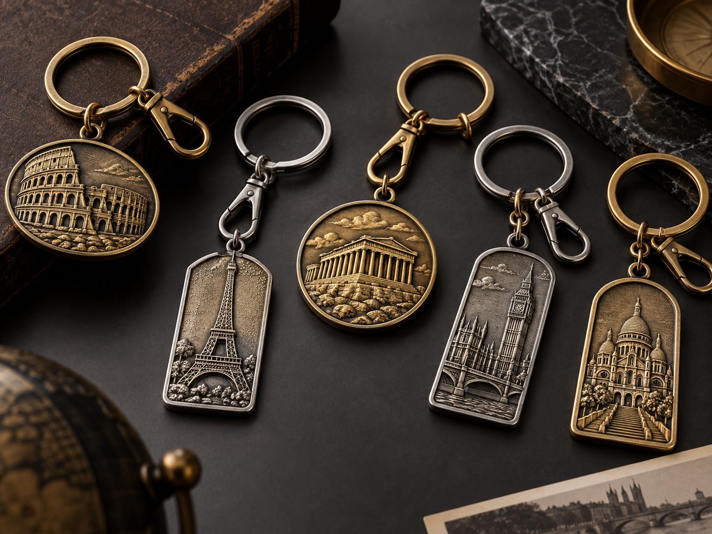 Relief metal keychain