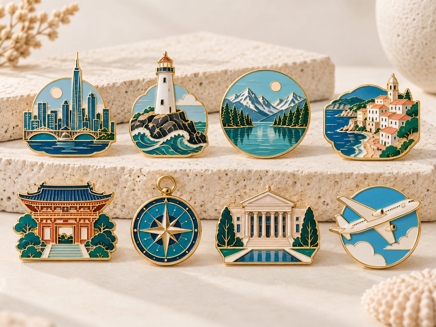 Hot-selling travel and landmark enamel pin collection