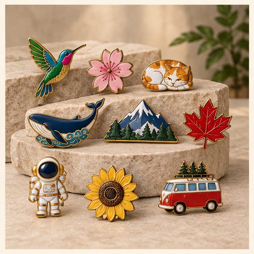 Custom enamel pins and destination badges