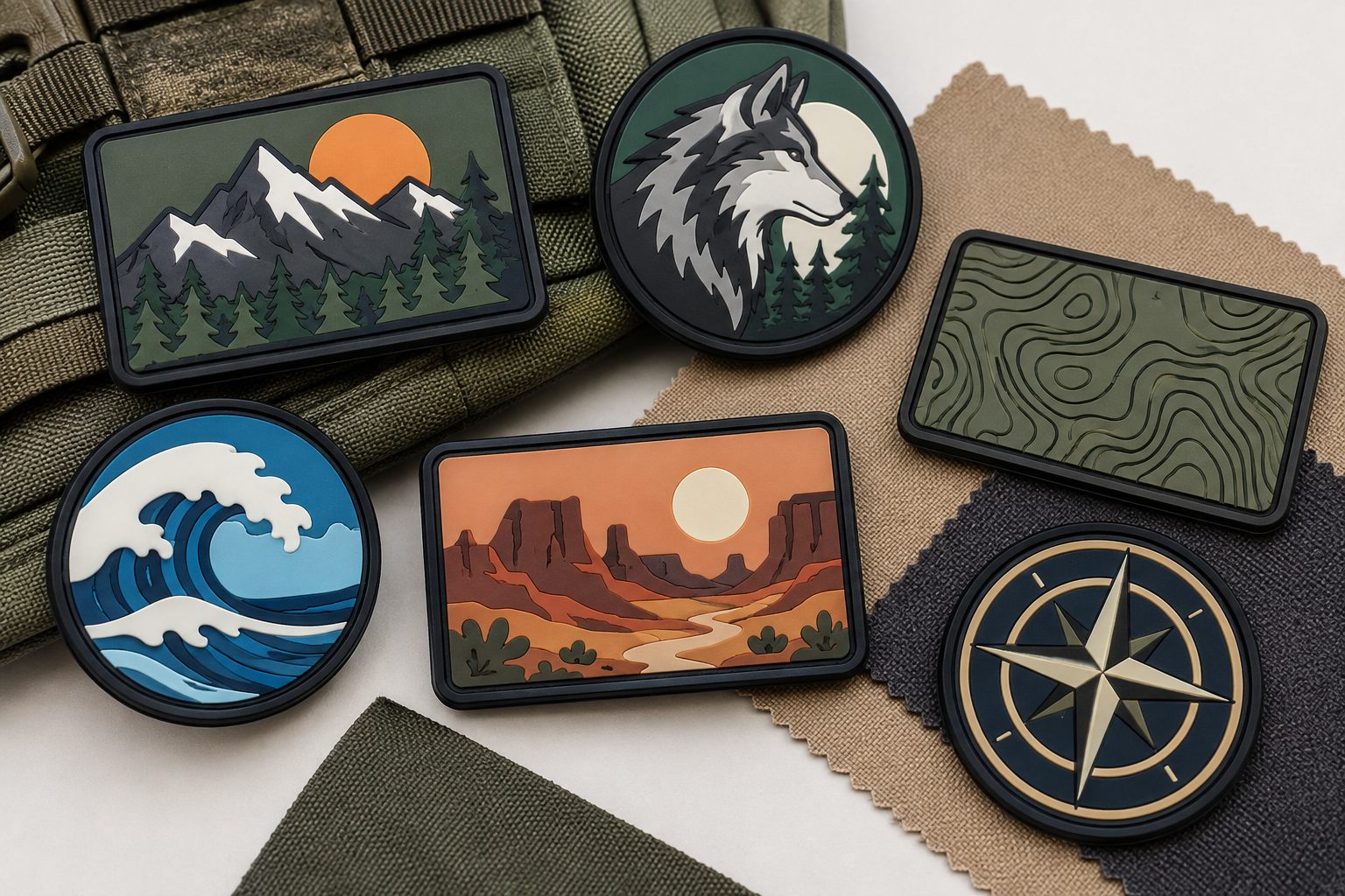 Raised 2D and 3D PVC logo patch assortment